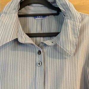 Isis Women's Blue Pinstripe Button Down Shirt